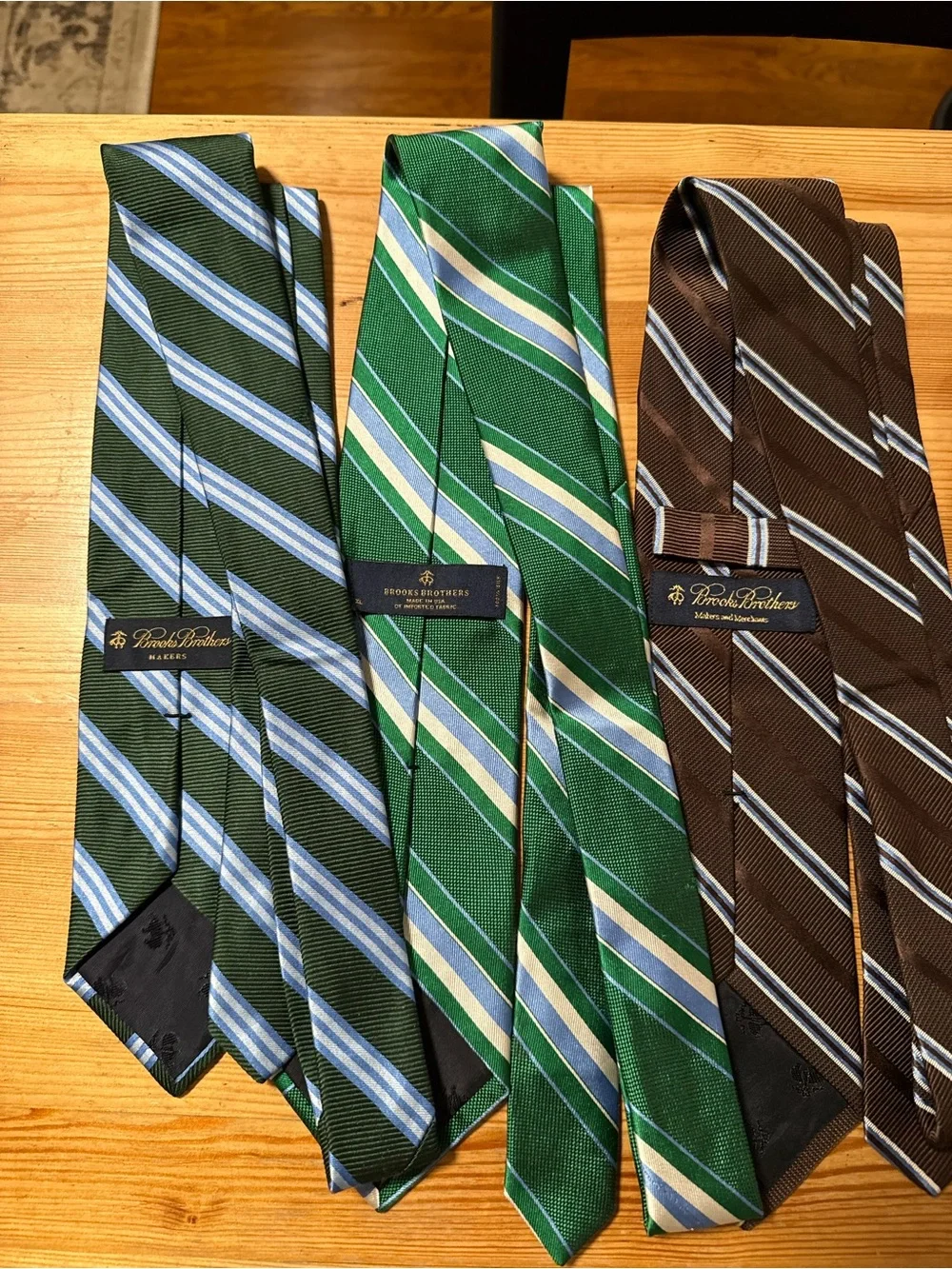Brooks Brothers Striped Silk Ties - Green, Brown, Red, Blue, Rust